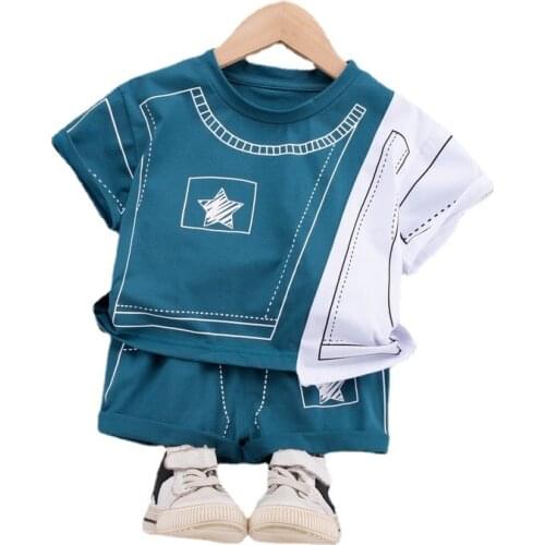 Summer Children Fashion Clothes Baby Boys Girls Casual T Shirt Shorts 2Pcs/sets Kids Infant Clothing Toddler Cotton Sportswear
