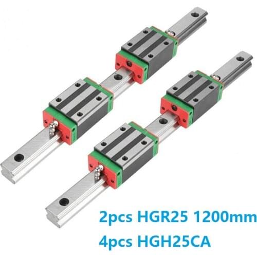China Made 2pcs Linear Guide Rail HGR25 -L 1200MM + 4pcs HGH25CA Or HGW25CC Linear Block Carriage CNC Router