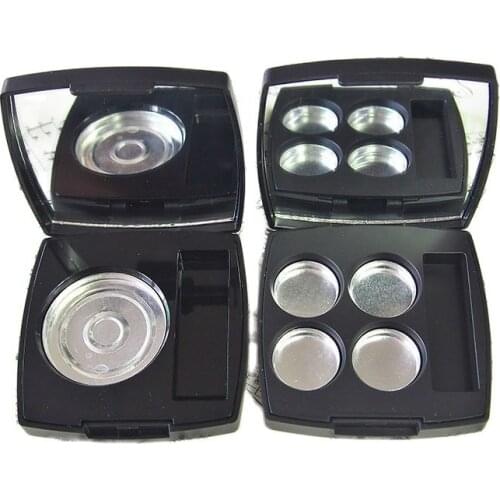 20pcs/lot Matte Black Empty Single Color Eyeshadow Powder Case with Mirror, High Class Frosted Black Blush Compacts with Brush