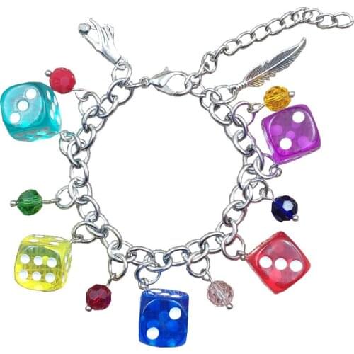 Cute Romantic Acrylic Cartoon Dice Style Resin Candy Colors Stainless Steel Charm Chain Bracelets Sexy Women CY005-006