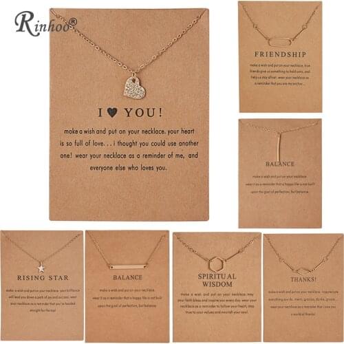 RINHOO Fashion Gold Color Necklace I love You Balance Thanks Star Necklaces Vintage Jewelry Pendant Necklace For Women Friend