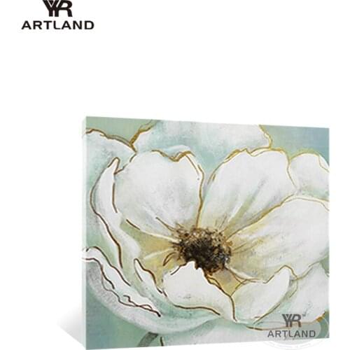 Big white flowers home wall decoration Guadros Handmade canvas oil painting hanigng picture poster for living room bedroom sofa