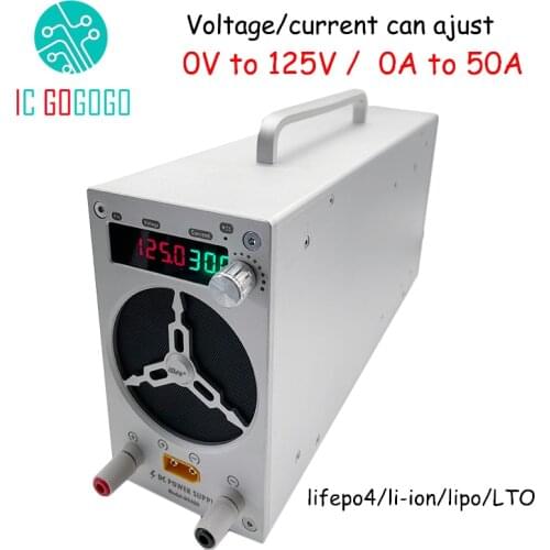 0V to 125V 50A Voltage Current Adjustable Charger Smart Li-ion Lifepo4 LTO Battery 12V 24V 48V 60V 72V 84V 96V 120V 10A 20A 25A