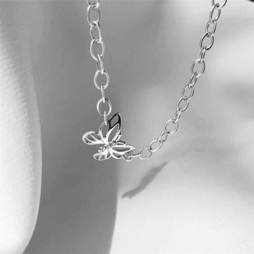 Sole Memory Fresh Creative Hollow Butterfly 925 Sterling Silver Clavicle Chain Female Necklace SNE600