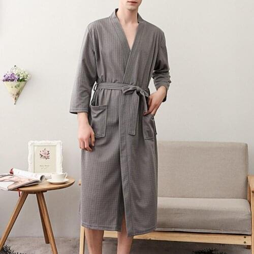 Oversized Fabulous Cardigan Men Sleeping Gown Cardigan Men Pajamas Knee Length for Home