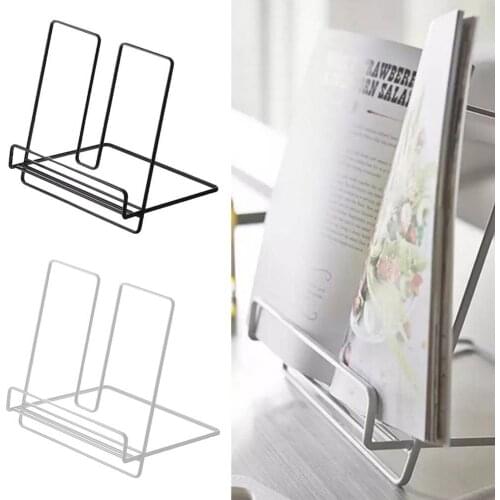 Simple Iron Bookend Book Holder Storage Rack Organizer Magazines Cookbook Stand