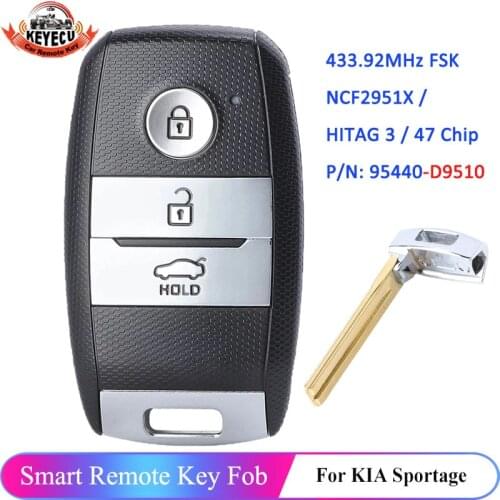 KEYECU 95440-D9510 Keyless Go Smart Remote Control Car Key Fob 3 Button 433.92MHz ID47 for Kia Sportage 2019 2020 95440D9510