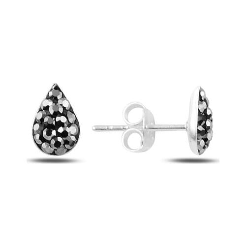 Silver 925 Sterling Drop Crystal Stone Earrings