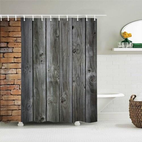 Nordic Retro Style Wood Grain Texture Art Shower Curtain Waterproof Bathroom Decoration Home Decoration