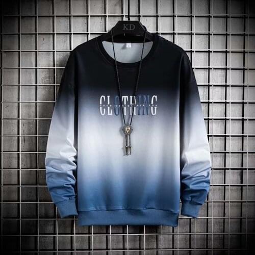 Spring Autumn Mens Sweatshirts Korean Fashion Streetwear Gradient Sweatshirts Male Casual Men Clothing Trend Jogger Hoodie Men