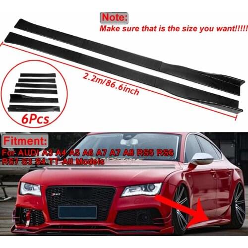 2.2m Carbon Fiber Look Car Side Skirt Extensions Splitters Wing Lip For AUDI A3 A4 A5 S3 S4 S5 RS5 S-line A6 A7 A8 TT