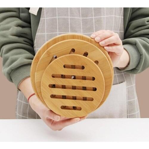 1Pcs Household Dining Table Pot Mat Creative Hotel Household Round Coaster Placemat Thickened Bamboo Potholder