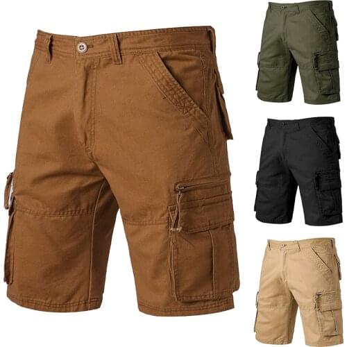2021 Summer Pants Fashion Cotton Shorts Men Cargo Shorts Multi-Pockets Summer Casual Work Shorts Knee Length Bermudas Plus Size