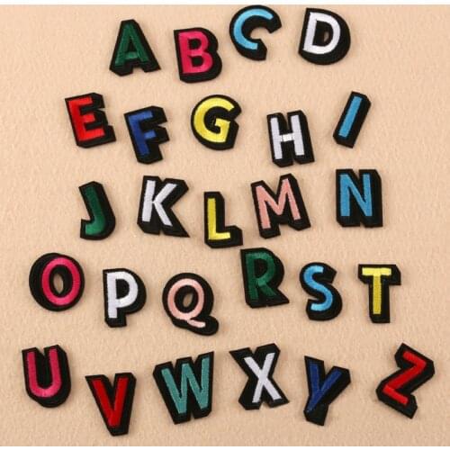 26Pc English Letters Clothes Embroidered Appliques Iron on Patches Badge Sticker For DIY Clothing Apparel Sew Craft Accessories
