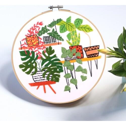 3Pcs/set DIY Flower Pattern Printed Embroidery Kit Embroidery Hoop Cross Stitch Needlework Handmade Sewing Art Craft Painting