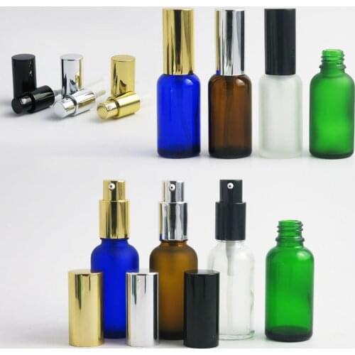 360 x 30ml Empty Cobalt blue Amber Green Transparent Frost Glass Essence Oil Bottle With Lotion Pump 1OZ Shampoo Cream Vials