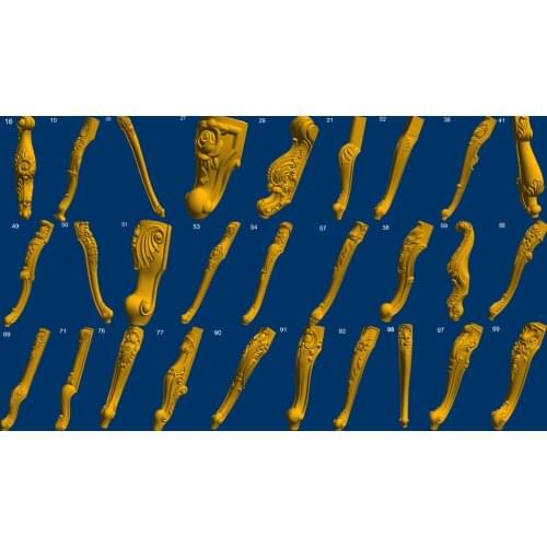 28 pieces good quality 3D models in STL format for furniture parts legs cnc router carve engrave artcam type3