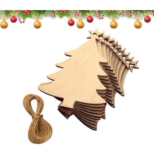 50pcs Christmas Wooden Hanging Plaque Christmas Tree Hanging Sign Xmas Tree Home Party Decoration