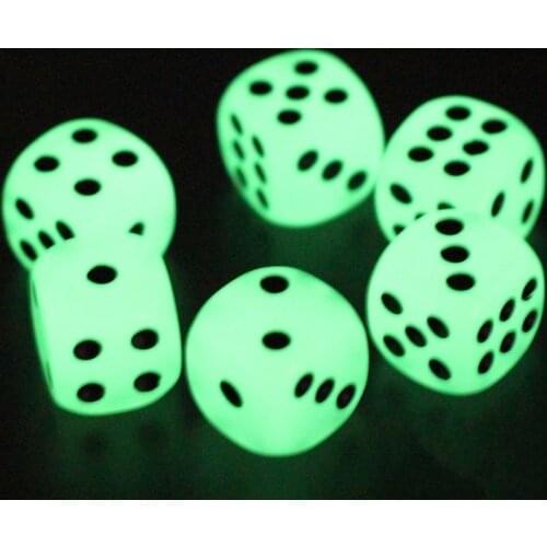 6pcs/lot 6 Sided 14mm Noctilucent Dice Cubes Night Light Luminous Fun Night Bar KTV Entertainment Game Dices Wholesale