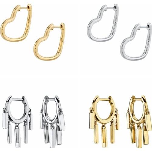925 Silver Ear Buckle Bling Metal Heart Hoop Earrings For Woman Lovers' Anniversary Wedding Party Gifts Fashion Fine Jewelry
