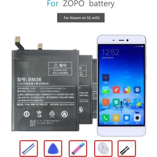 BM36 Battery For Xiaomi Mi 5S Mi5S cell phone battery For Xiao mi 5S Mi5 S Batteries BM 36 Bateria