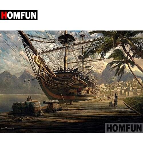 HOMFUN 5D DIY Diamond Painting Full Square/Round Drill "Sailing scenery" Embroidery Cross Stitch gift Home Decor Gift A08310