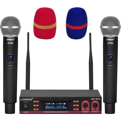 Lomeho LO-V52 2 Way Handheld VHF Dynamic 2 channels Karaoke Party Wireless Microphone