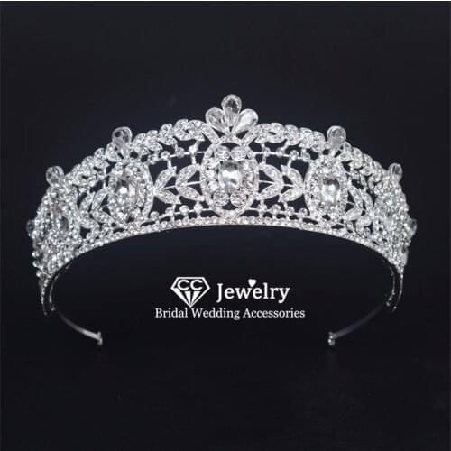 CC Tiaras and Crowns for Women Bride Wedding Hair Accessories Luxury Party Queen Crown Jewelry Rhinestone High Quality Gift KC16