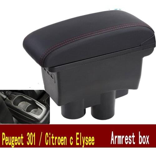 For Citroen C-Elysee Elysee Peugeot 301 armrest box central Store content Storage box USB interface