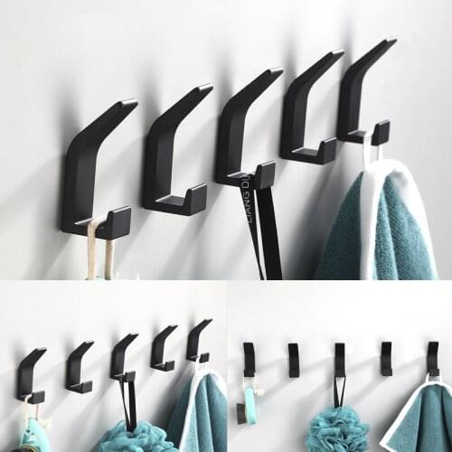 Double Hook Bathroom Coat Jacket Towel Hanger Home Luggage Hook Multipurpose Free-Punch Hook Rack for Kitchen Door Cabinet