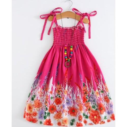 Elegant Girls Floral Dresses Sling Ruffles Princess Beach Summer Dress for Girl Clothing 6 7 8 12 14 16 Years