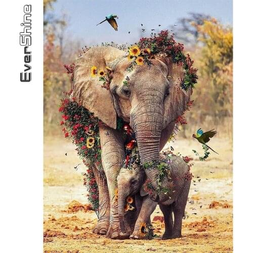 Evershine Diamond Painting Elephant Animal Cross Stitch Sale Diamond Embroidery 5D DIY Full Square Round Drill Mosaic Home Decor