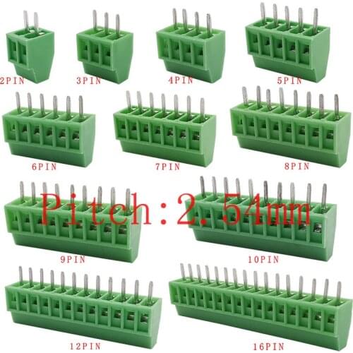 KF128 2.54mm /0.1" Pitch PCB Screw Terminals Block Connector 2P 3P 4P 5P 6P 7P 8P 9P 10P 12P 16Pin Terminal for 26-18AWG Cable