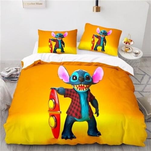 Classic Cartoon Stitch Bed Cover Set Pillowcase 3d Disney Bedding Sets Single Double Twin Full Queen King Size Duvet Cover Sets