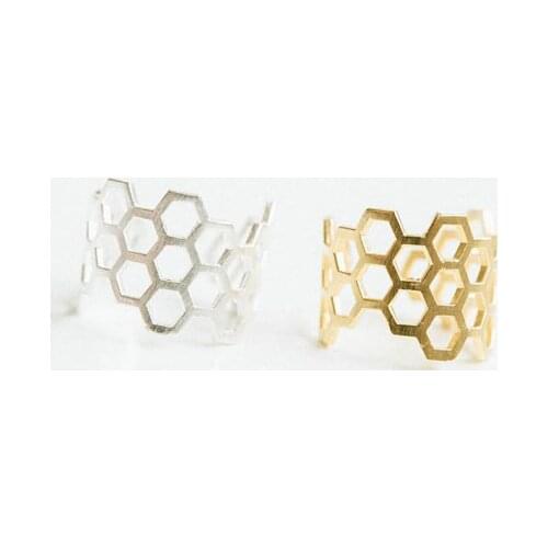 30 PCS/Lot Classic Much hexagon adjustable ring, honeycomb rings Jewelry For Women Wholesale