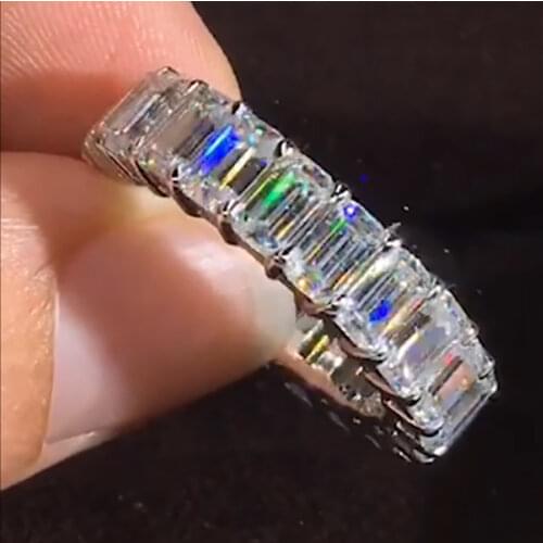 14K Au585 White Gold 0.3 Carat Each Women Ring Moissanite Diamonds Rectangle Wedding Party Engagement Anniversary Ring Trendy