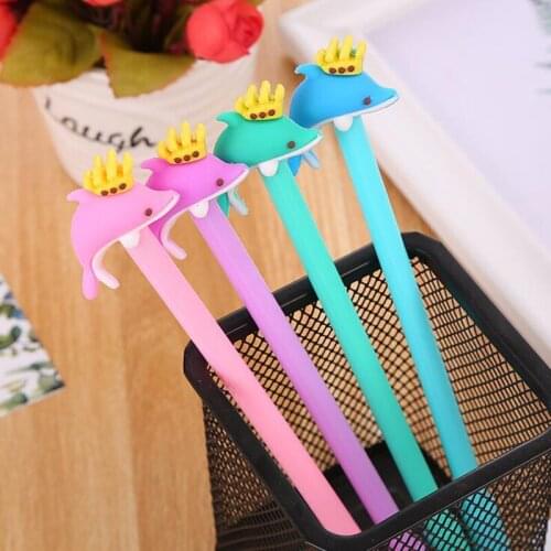 2pc Cute Dolphin Gel Pen Cartoon Office School Supplies Black Carbon Ink Signature Water Pen Kawaii Dolphin Pen Korea Stationery