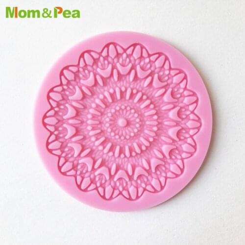 KCL518 Round Small Lace Pad Silicone Mold Sugar Paste Fondant Cake Decoration 3D Mould