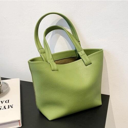 Small Soft PU Leather Shoulder Bags For Women 2021 Trend Lady Branded Green Shopping Travel Handbags Designer Totes