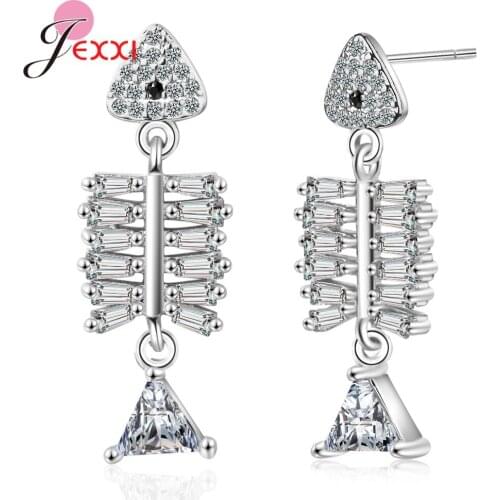 Fashion 925 Sterling Silver Fishbone Pendant Earrings For Women Wedding/Anniversary Party Exquisite Jewelry Accessory