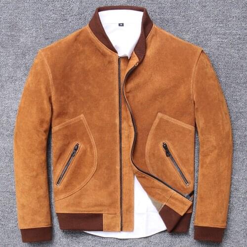 Cowhide male down noodles clothing loose coat stand lead locomotive matting leather genuine