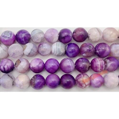 Natural Stone Purple Fire Dragon Veins Agates Round Loose Beads 4 6 8 10 12MM Pick Size For Jewelry Making