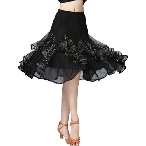 New Women Sequins Ballroom Dance Competition Performance Skirt Modern Dance Skirt Ballroom Practice Dance Wear