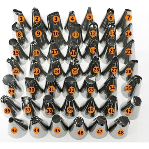 New 48Pcs/Set Stainless Steel Bakery Pastry Tools High Quality Cream Cake Decorating Tips Icing Piping Nozzles Set Cake Decor