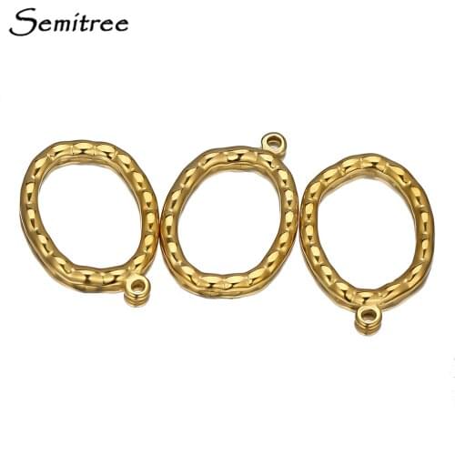 5pcs Stainless Steel Oval Concave Pendants Charms for DIY Vintage Women Necklace Jewelry Making Accessories Findings Supplies