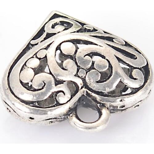 Miasol 5 Pieces 20x10 MM Retro Vintage Tibet Antique Silver Cast Hollow Heart Charm Pendant For Diy Jewelry Making