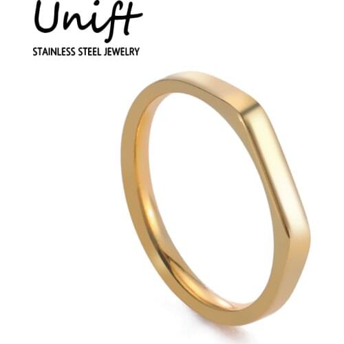 Unift Stainless Steel Blank Ring for Women Men Classic Base Square Finger Ring Minimalist Wedding Jewelry Accessories Gold Color