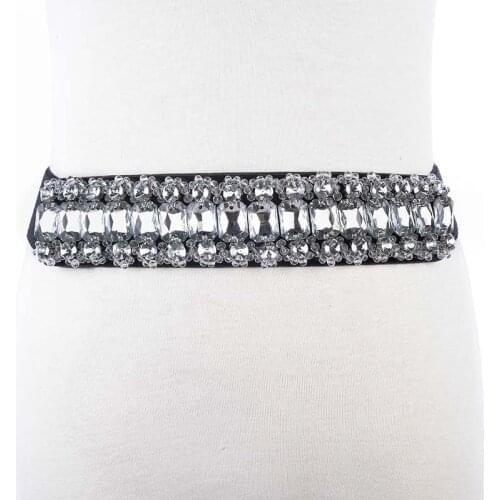 Luxury full crystal female Western elastic waistband women rhinestone belts dress strap Bohemia style belt BL228