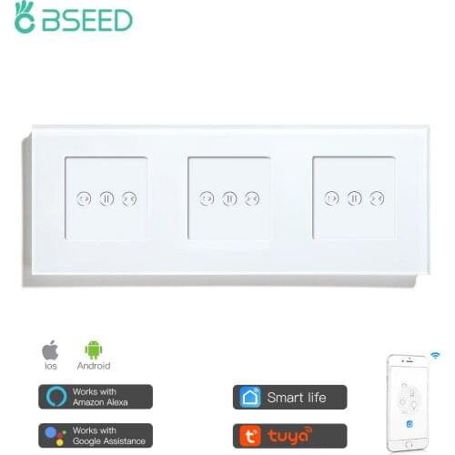 BSEED Triple Wifi Smart Curtains Switch Wifi Switches White Black Colors Support For Alexa Google Smart Life Tuya App