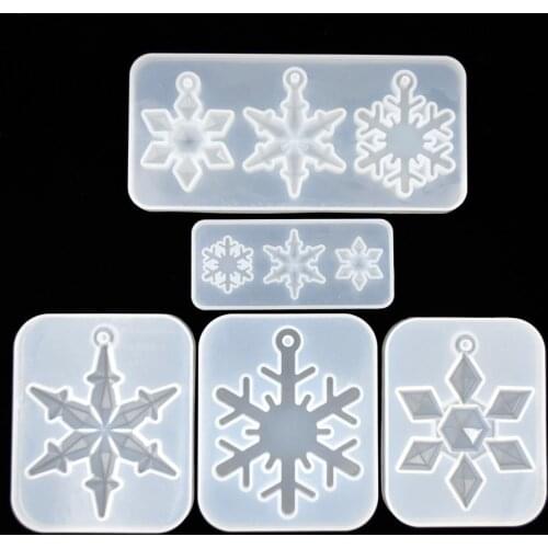 SNASAN christmas snowflake pendant Silicone Mold for jewelry making Resin jewelry tool UV epoxy resin molds decorative crafts